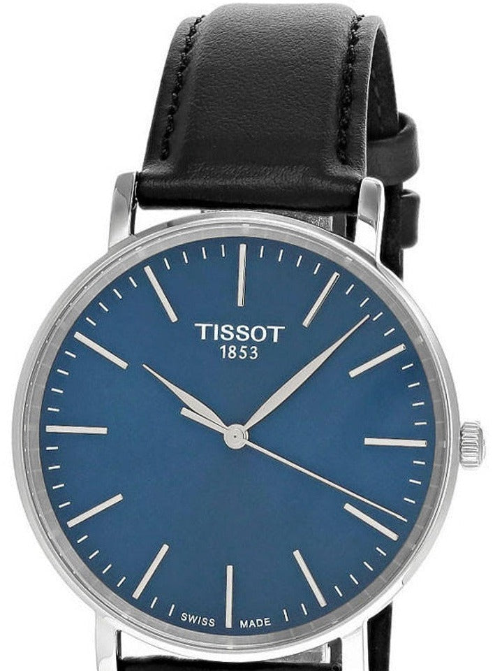 Tissot Everytime Gent Blue Dial Black Leather Strap Watch for Men - T143.410.16.041.00 Watches Tissot   