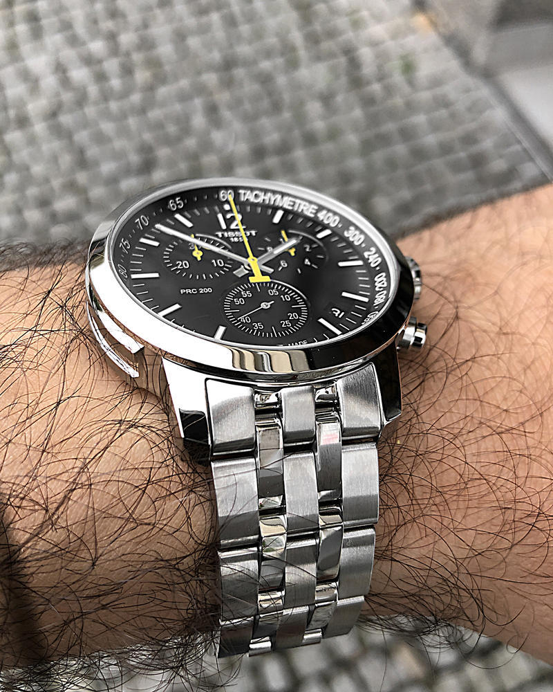 Tissot PRC 200 Chronograph Black Dial Silver Stainless Steel Watch For Men - T114.417.11.057.00 Watches Tissot   