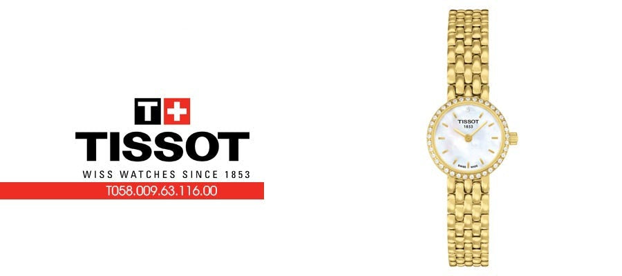 Tissot T-Lady Lovely Mother of Pearl Dial Gold Stainless Steel Watch For Women - T058.009.63.116.00 Watches Tissot   