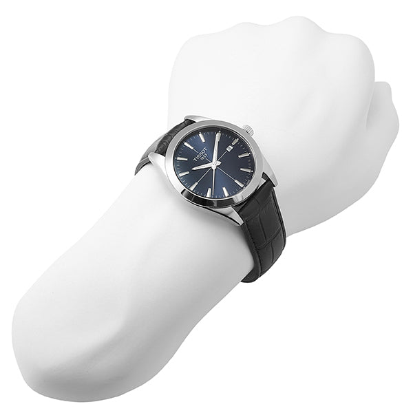 Tissot Gentlemen Blue Dial Black Leather Strap Watch for Men - T127.410.16.041.01 Watches Tissot   