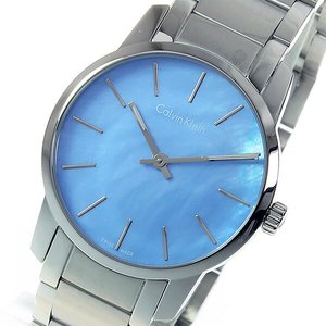 Calvin Klein City Mother of Pearl Blue Dial Silver Steel Strap Watch for Women - K2G2314X Watches Calvin Klein   