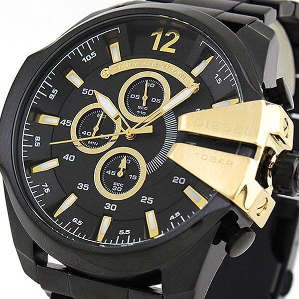 Diesel Mega Chief Chronograph Black Dial Black Stainless Steel Watch For Men - DZ4338 Watches Diesel   