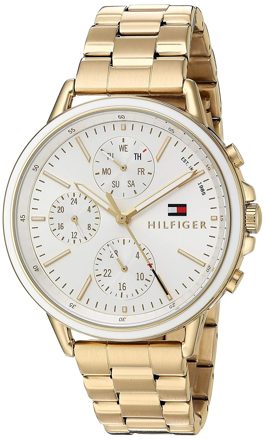 Tommy Hilfiger Carly White Dial Gold Stainless Steel Strap Watch for Women - 1781786 Watches Tommy Hilfiger   