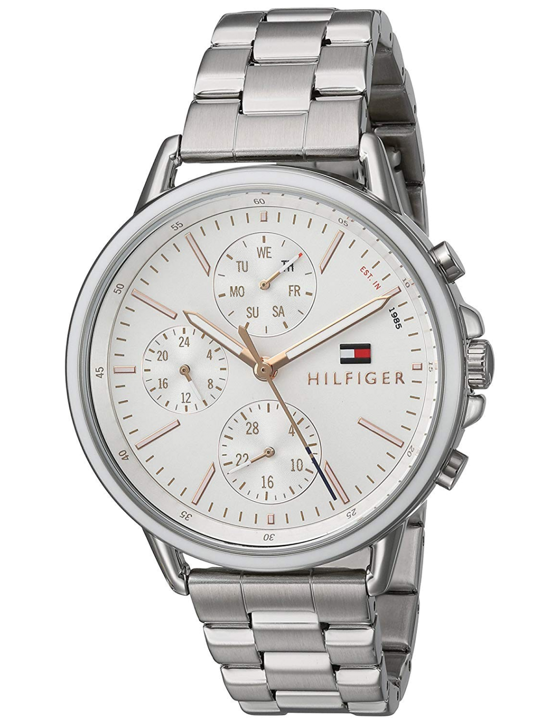 Tommy Hilfiger Carly White Dial Silver Stainless Steel Strap Watch for Women - 1781787 Watches Tommy Hilfiger   