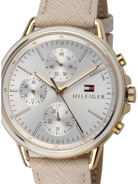 Tommy Hilfiger Carly Silver Dial Cream Leather Strap Watch for Women - 1781790 Watches Tommy Hilfiger   