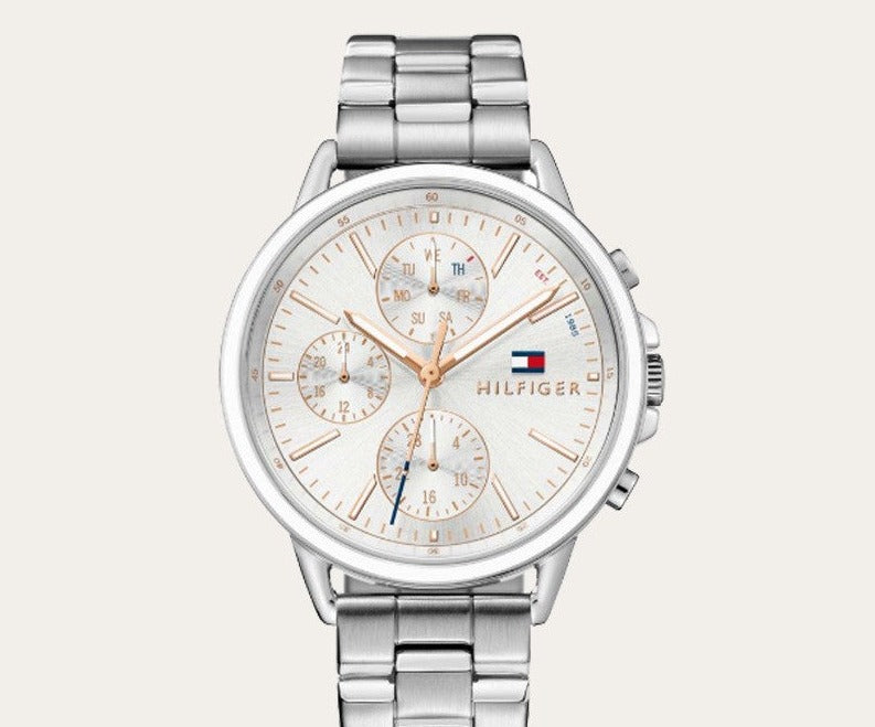 Tommy Hilfiger Carly White Dial Silver Stainless Steel Strap Watch for Women - 1781787 Watches Tommy Hilfiger   