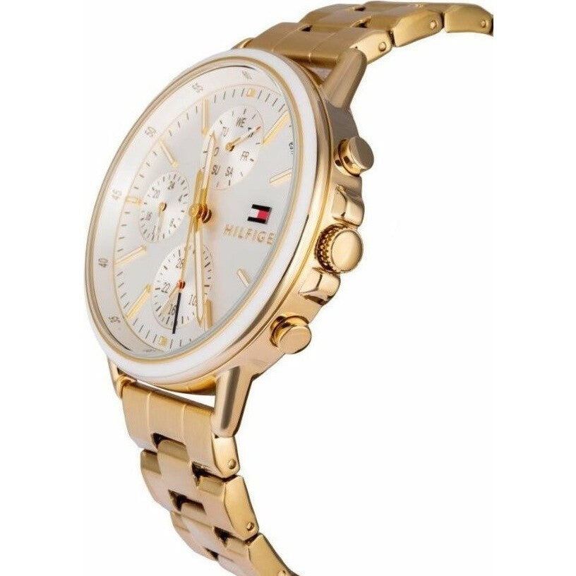 Tommy Hilfiger Carly White Dial Gold Stainless Steel Strap Watch for Women - 1781786 Watches Tommy Hilfiger   