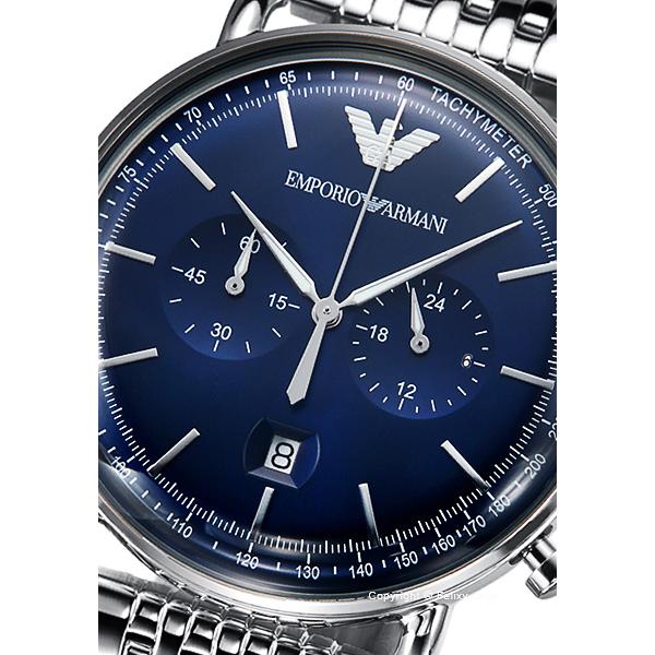 Emporio Armani Aviator Chronograph Blue Dial Silver Stainless Steel Watch For Men - AR11238 Watches Emporio Armani   