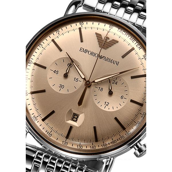 Emporio Armani Aviator Chronograph Beige Dial Silver Stainless Steel Strap Watch For Men - AR11239 Watches Emporio Armani   