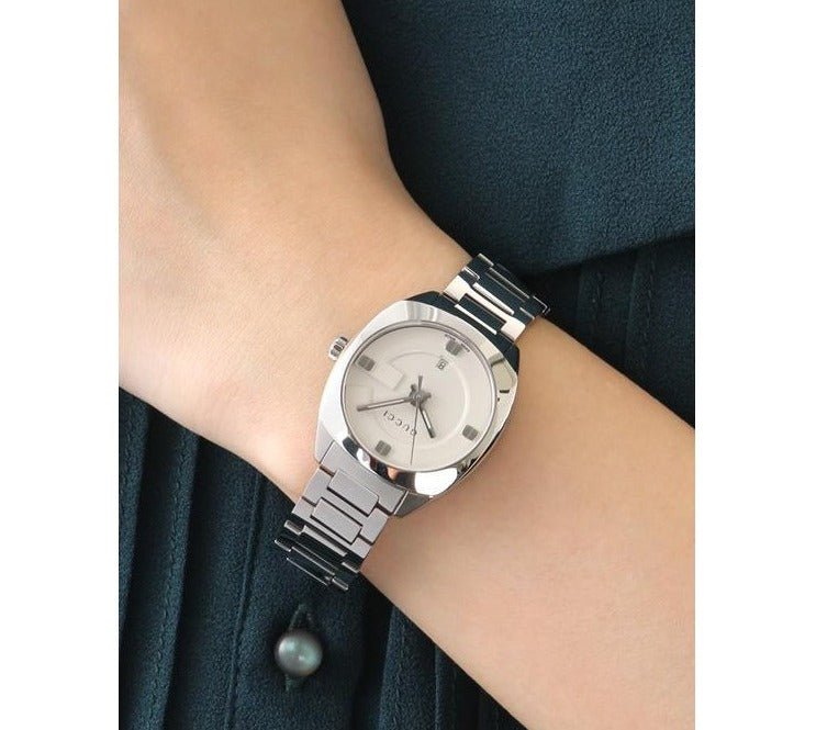 Gucci GG2570 White Dial Silver Steel Strap Watch For Women - YA142502 Watches Gucci   