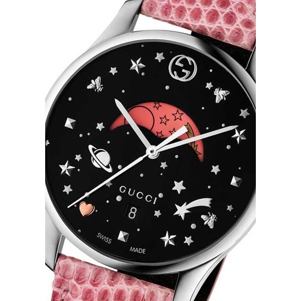 Gucci G-Timeless Moonphase Black Dial Pink Leather Strap Watch For Women - YA1264046 Watches Gucci   