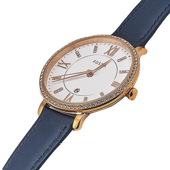 Fossil Jacqueline White Dial Blue Leather Strap Watch for Women - ES4291 Watches Fossil   