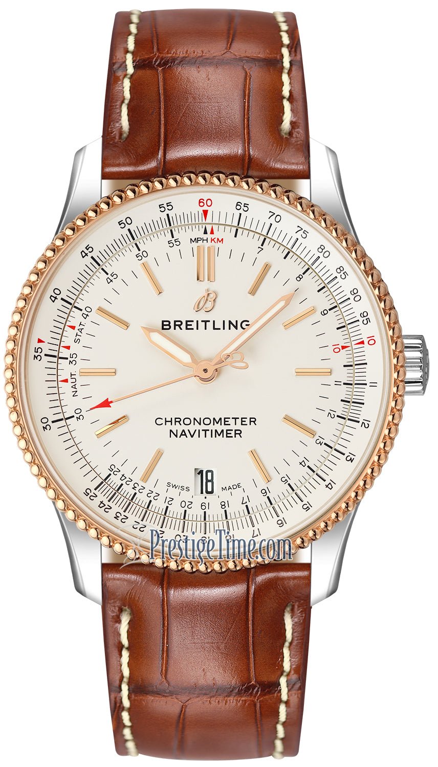 Breitling Navitimer Automatic 38mm Leather Strap Mens Watch - A17325211G1P1 Watches Breitling   