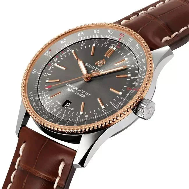 Breitling Navitimer 1 Automatic 41mm Black Dial Brown Leather Strap Mens Watch - U17326211M1P1 Watches Breitling   