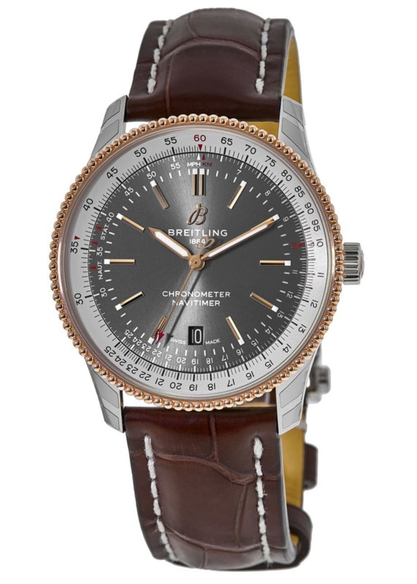 Breitling Navitimer 1 Automatic 41mm Black Dial Brown Leather Strap Mens Watch - U17326211M1P1 Watches Breitling   