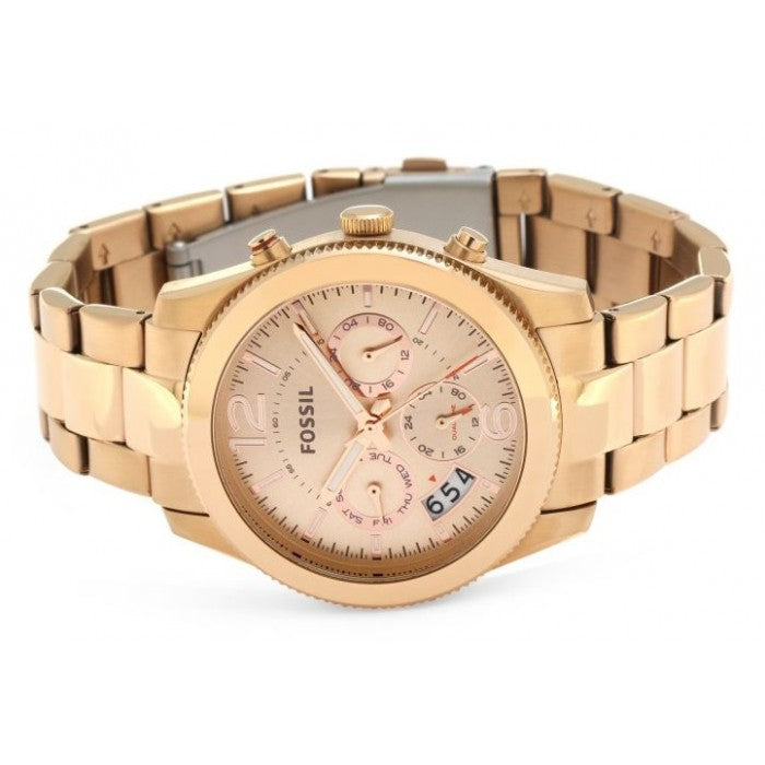 Fossil Boyfriend Multifunction Rose Gold Dial Rose Gold Steel Strap Watch for Women - ES3885 Watches Fossil   