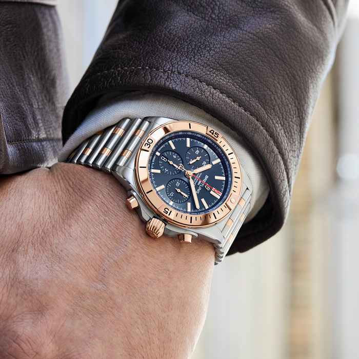 Breitling Chronomat B01 42mm Blue Dial Two Tone Steel Strap Watch for Men - UB0134101C1U1 Watches Breitling   