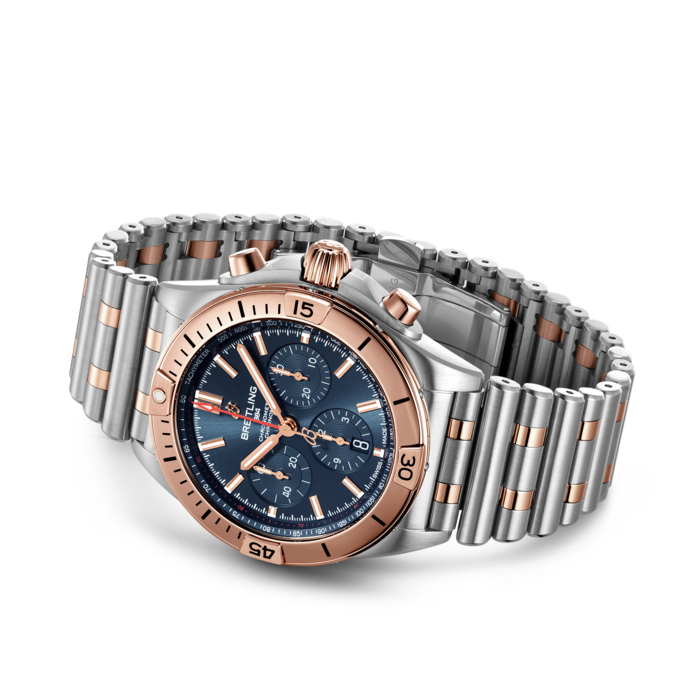 Breitling Chronomat B01 42mm Blue Dial Two Tone Steel Strap Watch for Men - UB0134101C1U1 Watches Breitling   