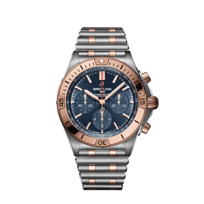 Breitling Chronomat B01 42mm Blue Dial Two Tone Steel Strap Watch for Men - UB0134101C1U1 Watches Breitling   