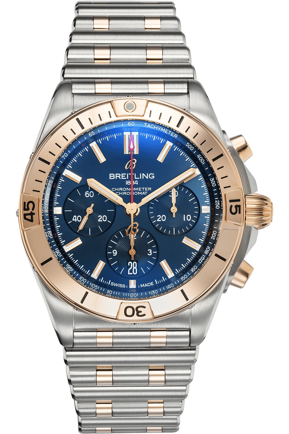 Breitling Chronomat B01 42mm Blue Dial Two Tone Steel Strap Watch for Men - UB0134101C1U1 Watches Breitling   