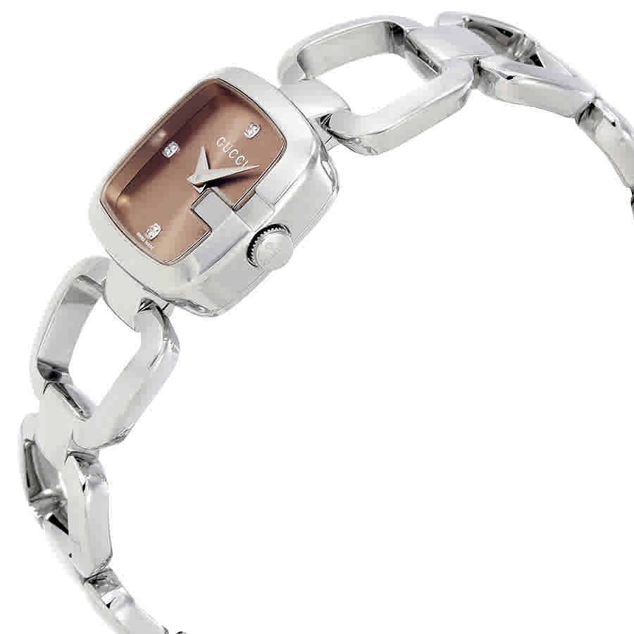 Gucci G Gucci Brown Dial Silver Steel Strap Watch For Women - YA125503 Watches Gucci   