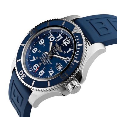 Breitling Superocean II 44mm Blue Dial Blue Rubber Strap Watch for Men - A17392D8/C910/158S/A20SS.1 Watches Breitling   