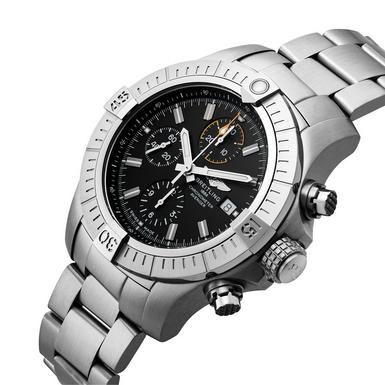 Breitling Avenger Chronograph 45mm Black Dial Silver Steel Strap Watch for Men - A13317101B1A1 Watches Breitling   