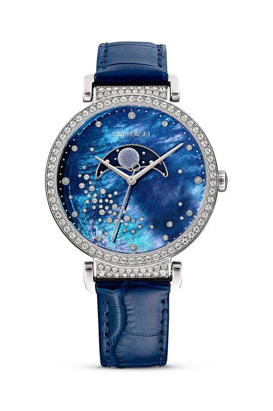 Swarovski Passage Moon Phase Blue Dial Blue Leather Strap Watch for Women - 5613320 Watches Swarovski   