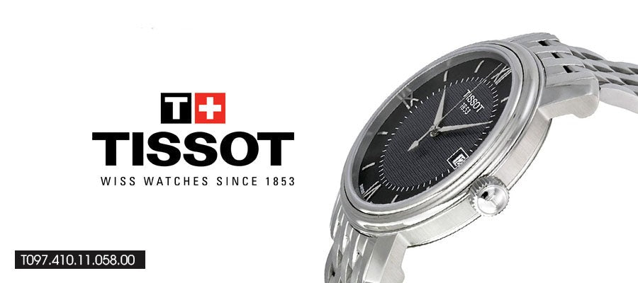 Tissot T Classic Bridgeport Black Dial Silver Steel Strap Watch For Men - T097.410.11.058.00 Watches Tissot   