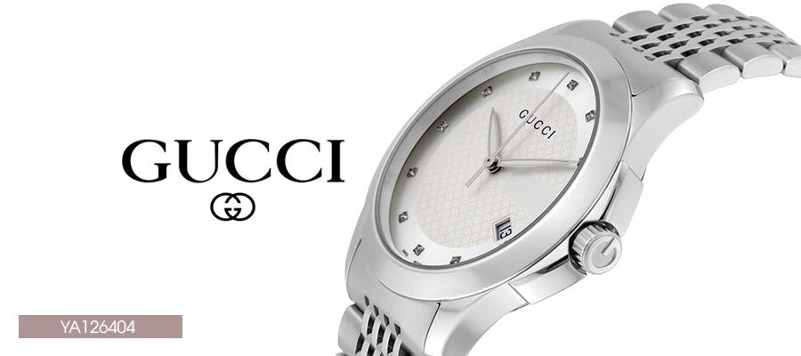 Gucci G Timeless Diamonds Silver Dial Silver Steel Strap Watch For Men - YA126404 Watches Gucci   