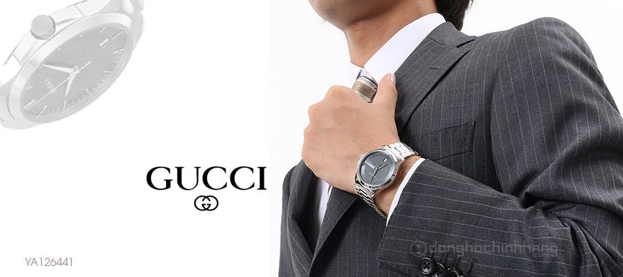 Gucci G Timeless Grey Dial Silver Steel Strap Watch For Men - YA126441 Watches Gucci   