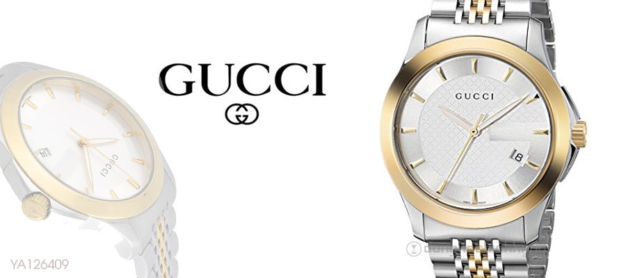 Gucci G Timeless White Dial Two Tone Steel Strap Watch For Men - YA126409 Watches Gucci   