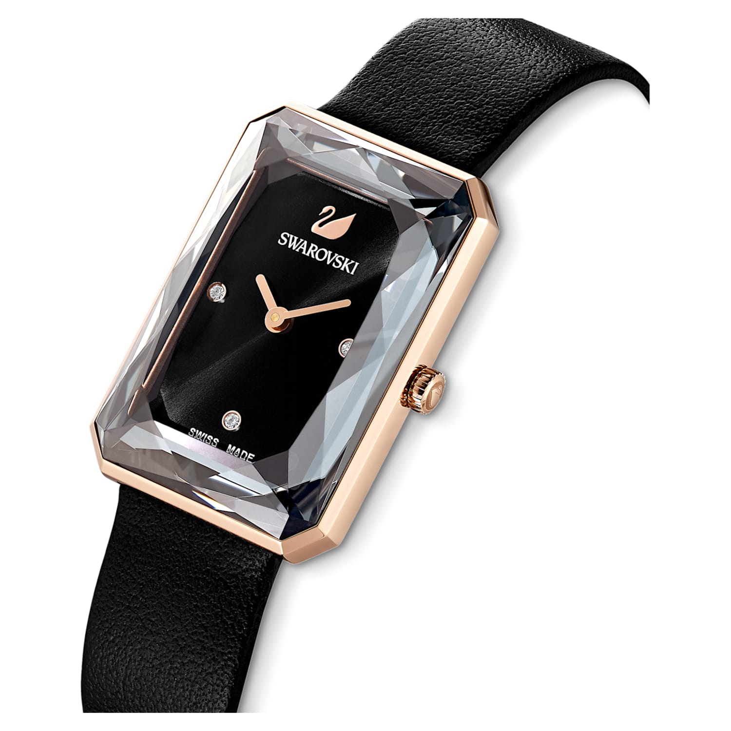 Swarovski Uptown Black Dial Black Leather Strap Watch for Women - 5547710 Watches Swarovski   