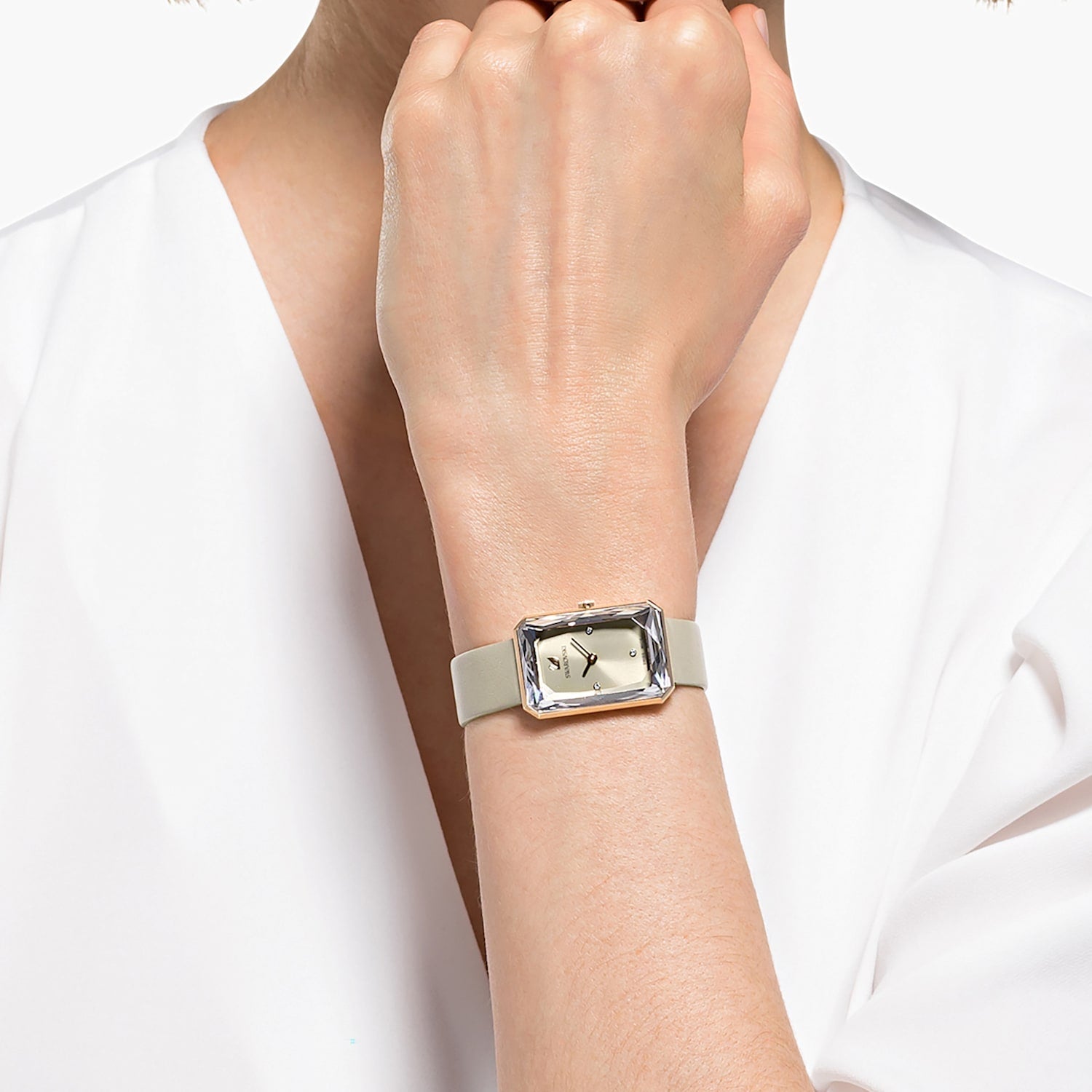 Swarovski Uptown Crystal Grey Dial Grey Leather Strap Watch for Women - 5547716 Watches Swarovski   