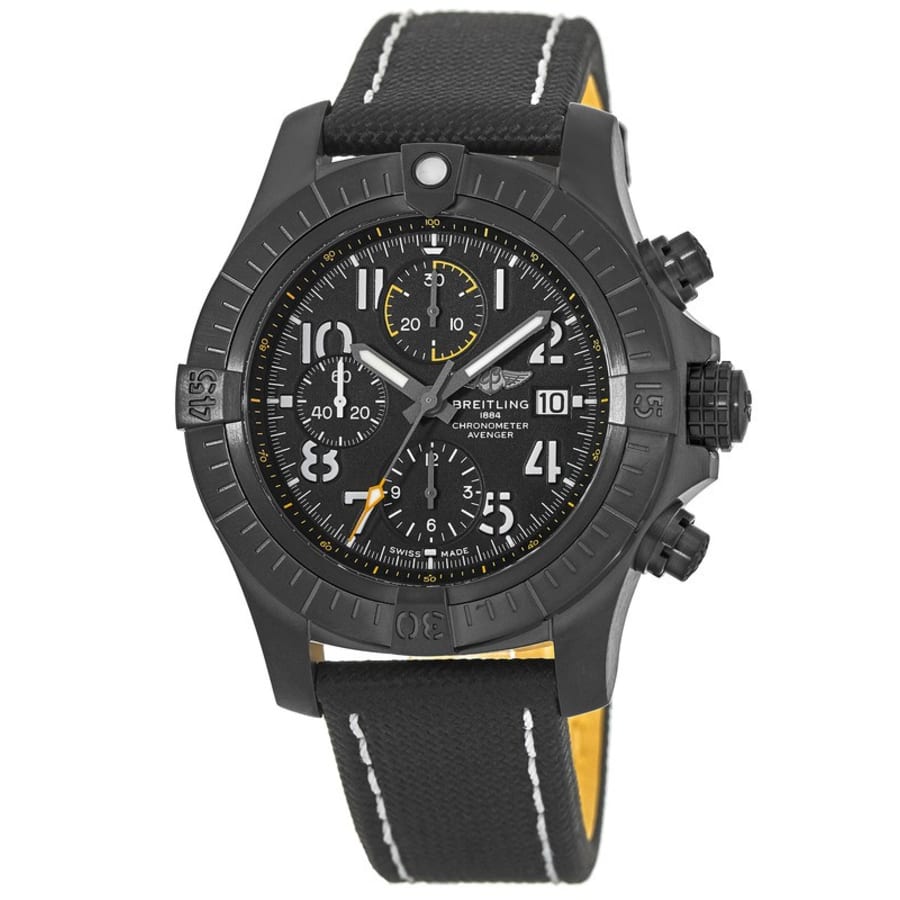 Breitling Avenger Chronograph 45mm Night Mission Black Dial Black Nylon Strap Watch for Men - V13317101B1X1 Watches Breitling   