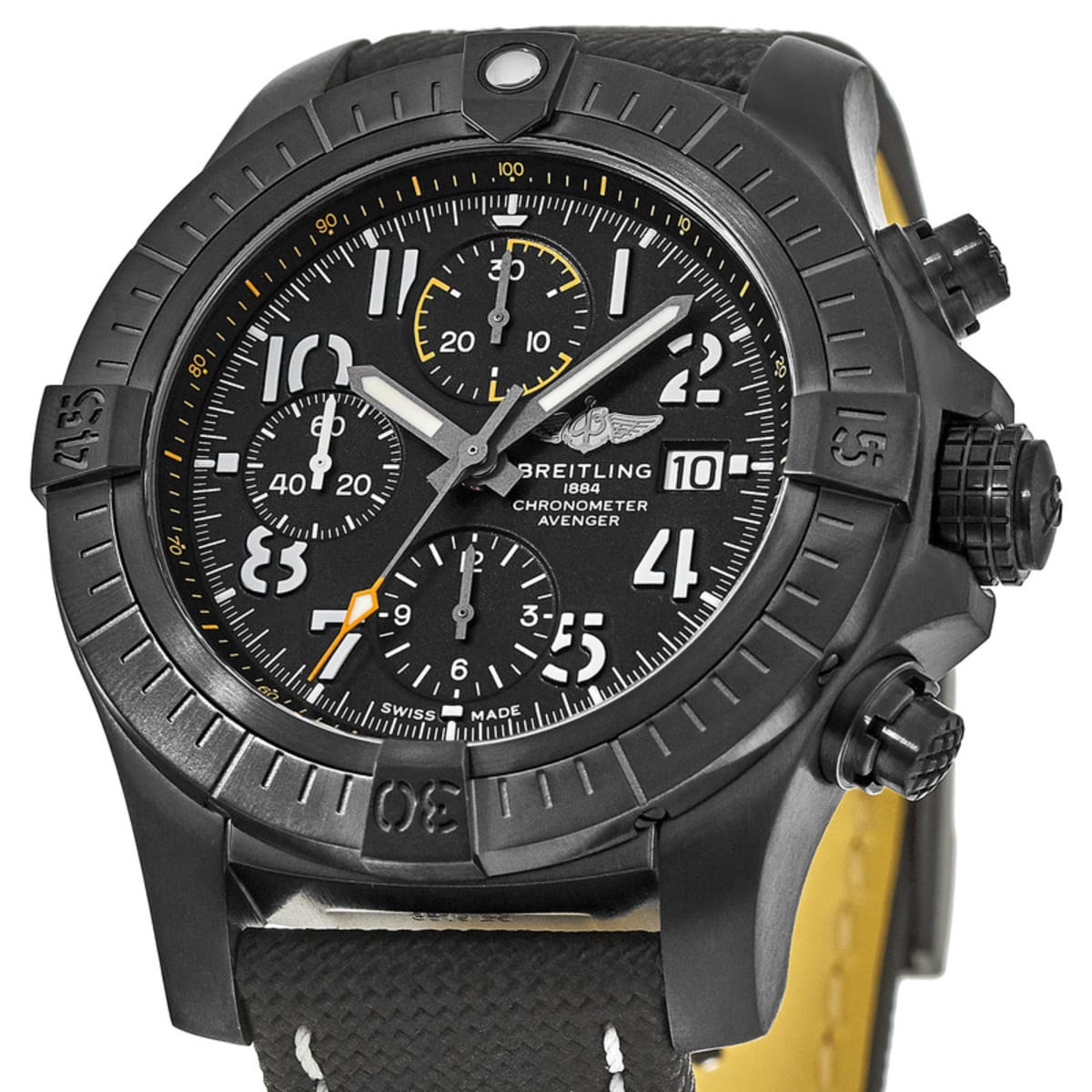 Breitling Avenger Chronograph 45mm Night Mission Black Dial Black Nylon Strap Watch for Men - V13317101B1X1 Watches Breitling   