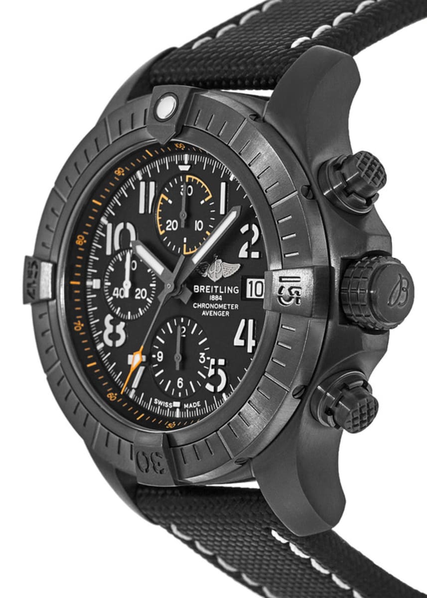 Breitling Avenger Chronograph 45mm Night Mission Black Dial Black Nylon Strap Watch for Men - V13317101B1X1 Watches Breitling   