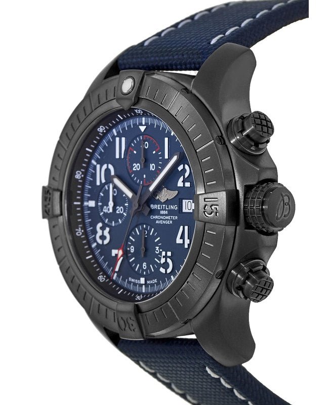 Breitling Super Avenger Chronograph 48 Night Mission Blue Dial Blue Leather Strap Watch for Men - V13375101C1X2 Watches Breitling   