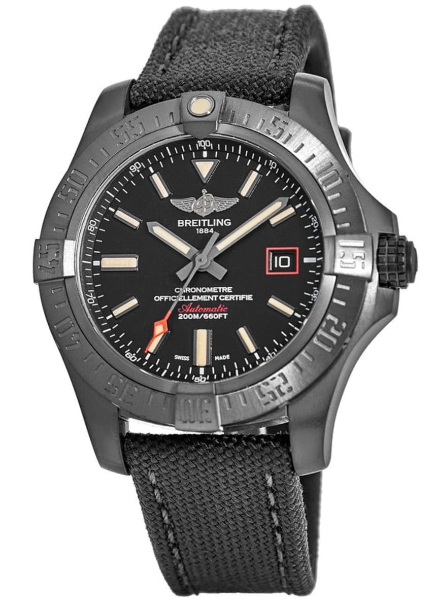 Breitling Avenger Blackbird 44mm Black Dial Black Nylon Strap Watch for Men - V1731110/BD74/109W/M20BASA.1 Watches Breitling   