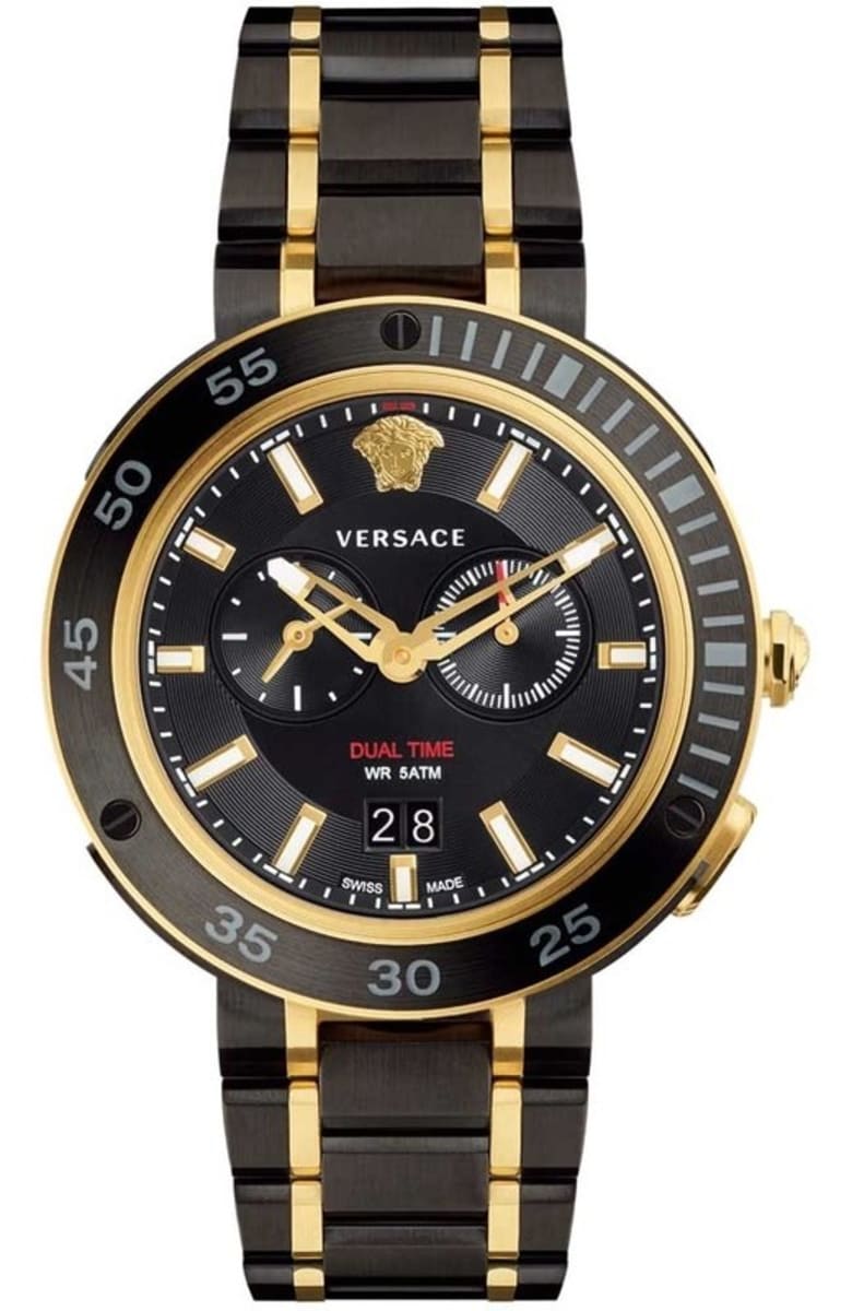 Versace V Extreme Pro Two Tone Dial Stainless Steel Strap Watch for Men - VCN040017 Watches Versace   