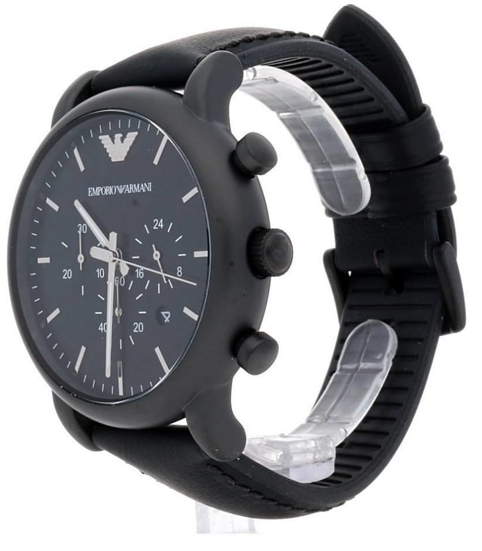 Emporio Armani Luigi Chronohraph Black Dial Black Leather Strap Watch For Men - AR1970 Watches Emporio Armani   