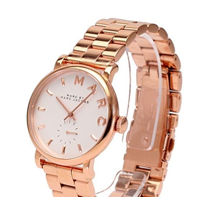 Marc Jacobs Baker White Dial Rose Gold Stainless Steel Strap Watch for Women - MBM3244 Watches Marc Jacobs   