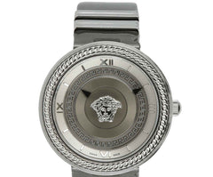 Versace V Metal Icon Silver Dial Silver & Grey Strap Watch for Women - VLC120016 Watches Versace   