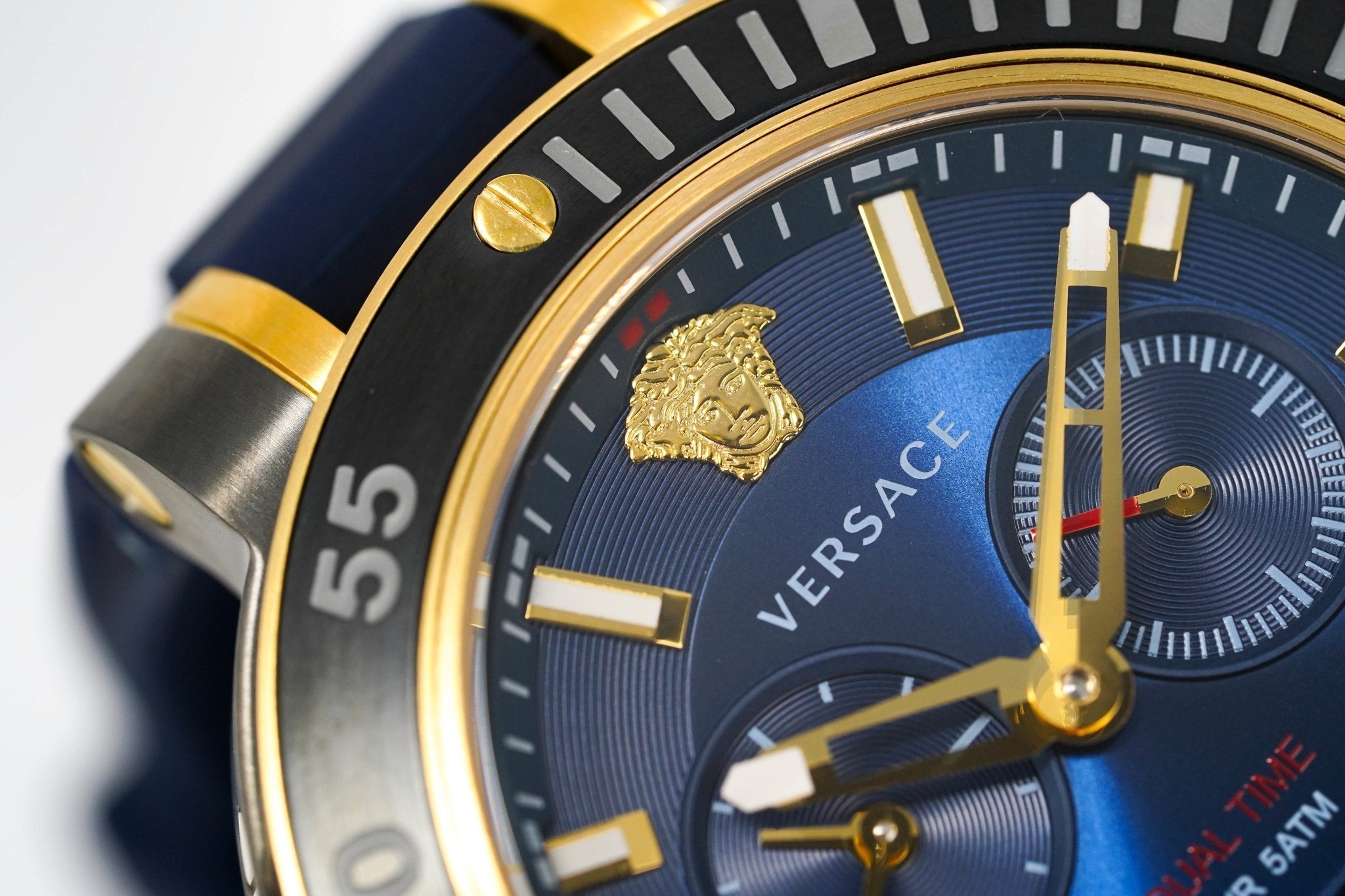 Versace V Extreme Chronograph Blue & Gold Tone Dial Blue Rubber Strap Watch for Men - VCN010017 Watches Versace   