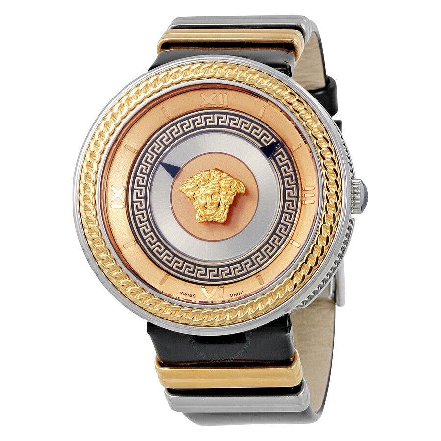 Versace V Metal Icon Gold Dial Black & Silver & Gold Strap Watch for Women - VLC020014 Watches Versace   