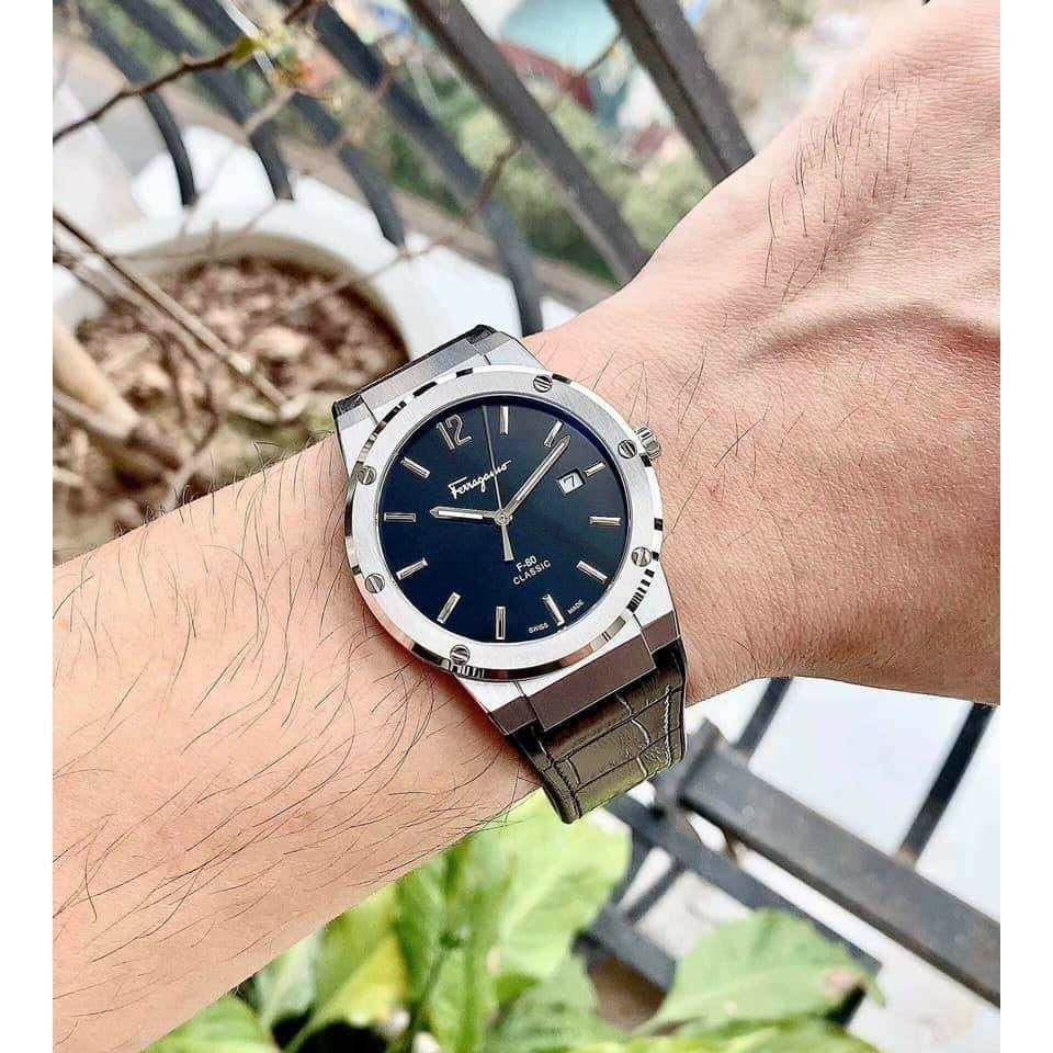Salvatore Ferragamo F-80 Classic Black Dial Black Leather Strap  Watch for Men - SFDT00219 Watches Salvatore Ferragamo   