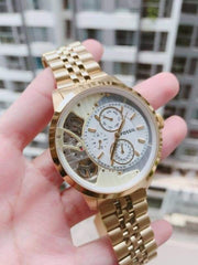 Fossil Skeleton Chronograph Gold Dial Gold Steel Strap Watch for Men -  ME1137 Watches Fossil   