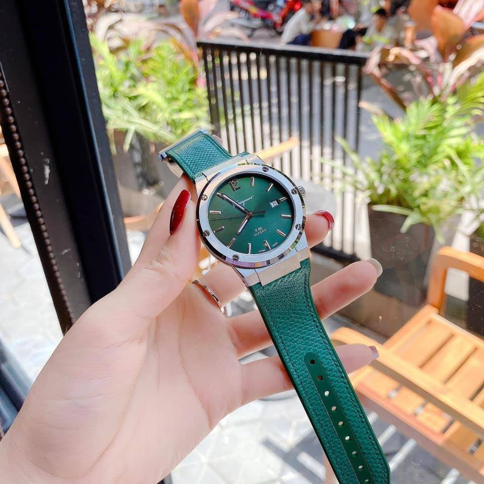 Salvatore Ferragamo F-80 Classic Green Dial Green Leather Strap Watch for Men - SFDT00519 Watches Salvatore Ferragamo   