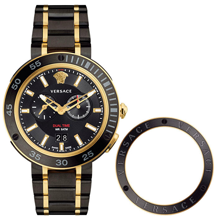 Versace V Extreme Pro Two Tone Dial Stainless Steel Strap Watch for Men - VCN040017 Watches Versace   