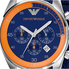 Emporio Armani Chronograph Blue Dial Blue Rubber Strap Watch For Men - AR5864 Watches Emporio Armani   